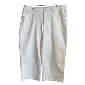 Old Navy Extra High Rise Sky-Hi Wide Leg Jeans Sz 16P White Minimalist Neutral